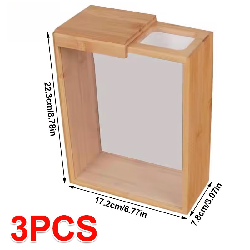 3Pcs Wooden Cereal Containers Storage Set Clear Grain — image 8