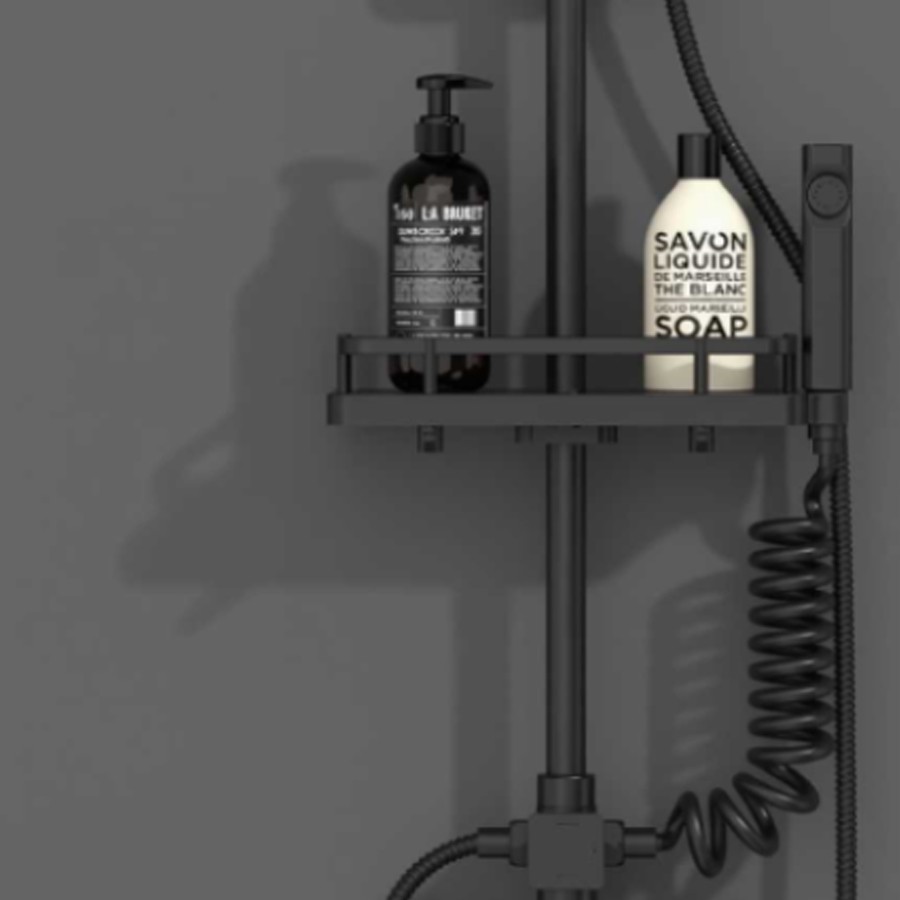 4-Way Diverter Black Bathroom Shower Mixer Twin Head Large Square Bar Set — image 5
