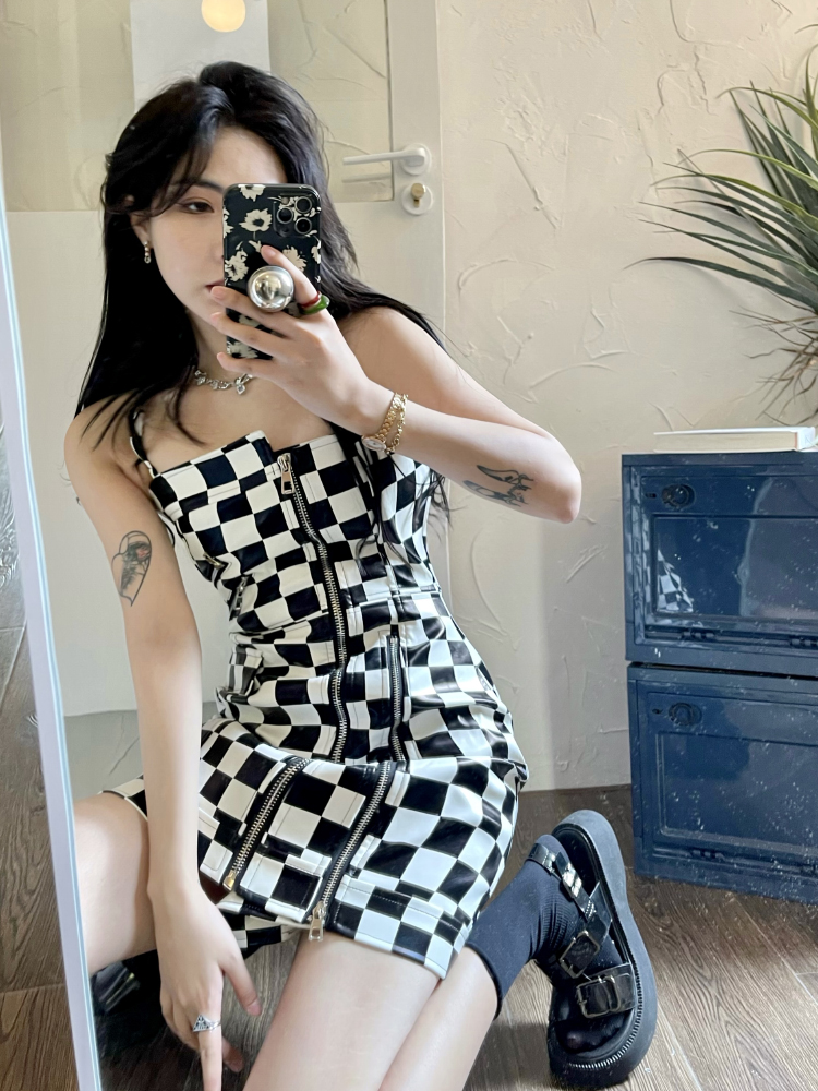 Women's Collar Hem Ramen Placket Slip Dress