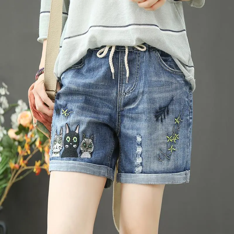 Tube Loose Casual Retro Curled Embroidery - Style8905-L