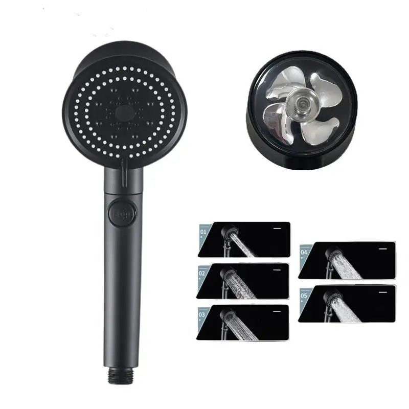 Five-color Wind Turbine Shower Head 56 Speed Water Silicone