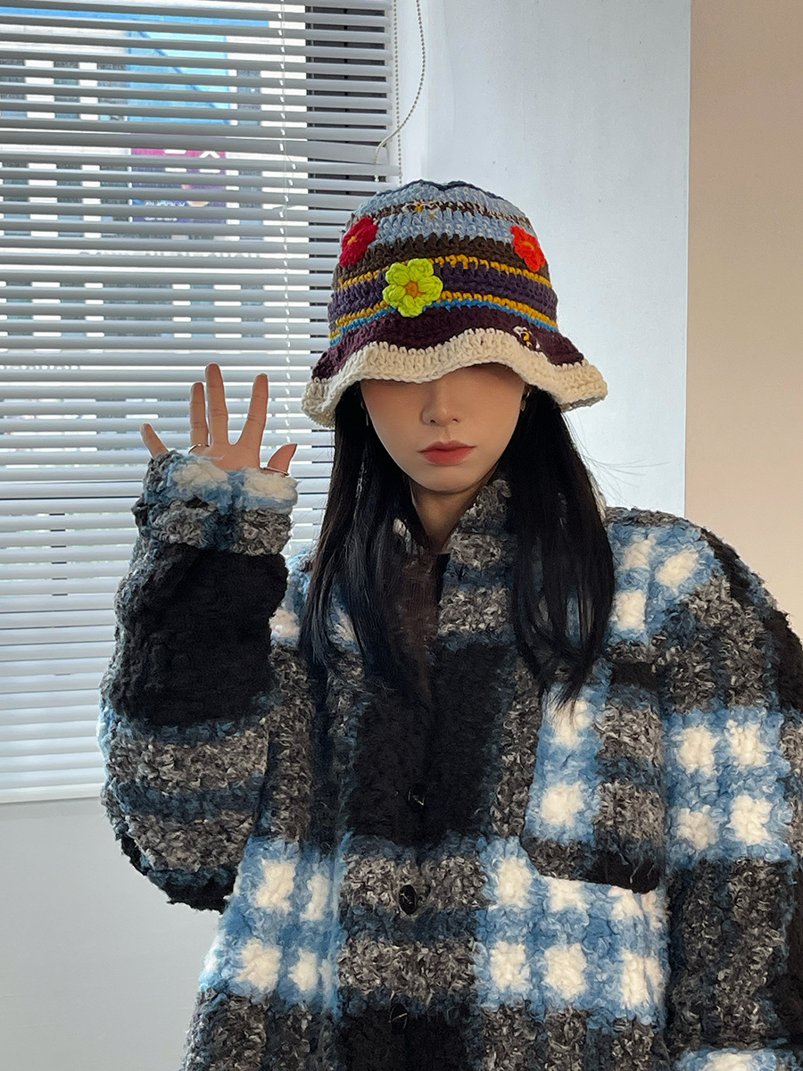 Women's Autumn And Winter Thin Small Flower Knitted Fisherman Hat