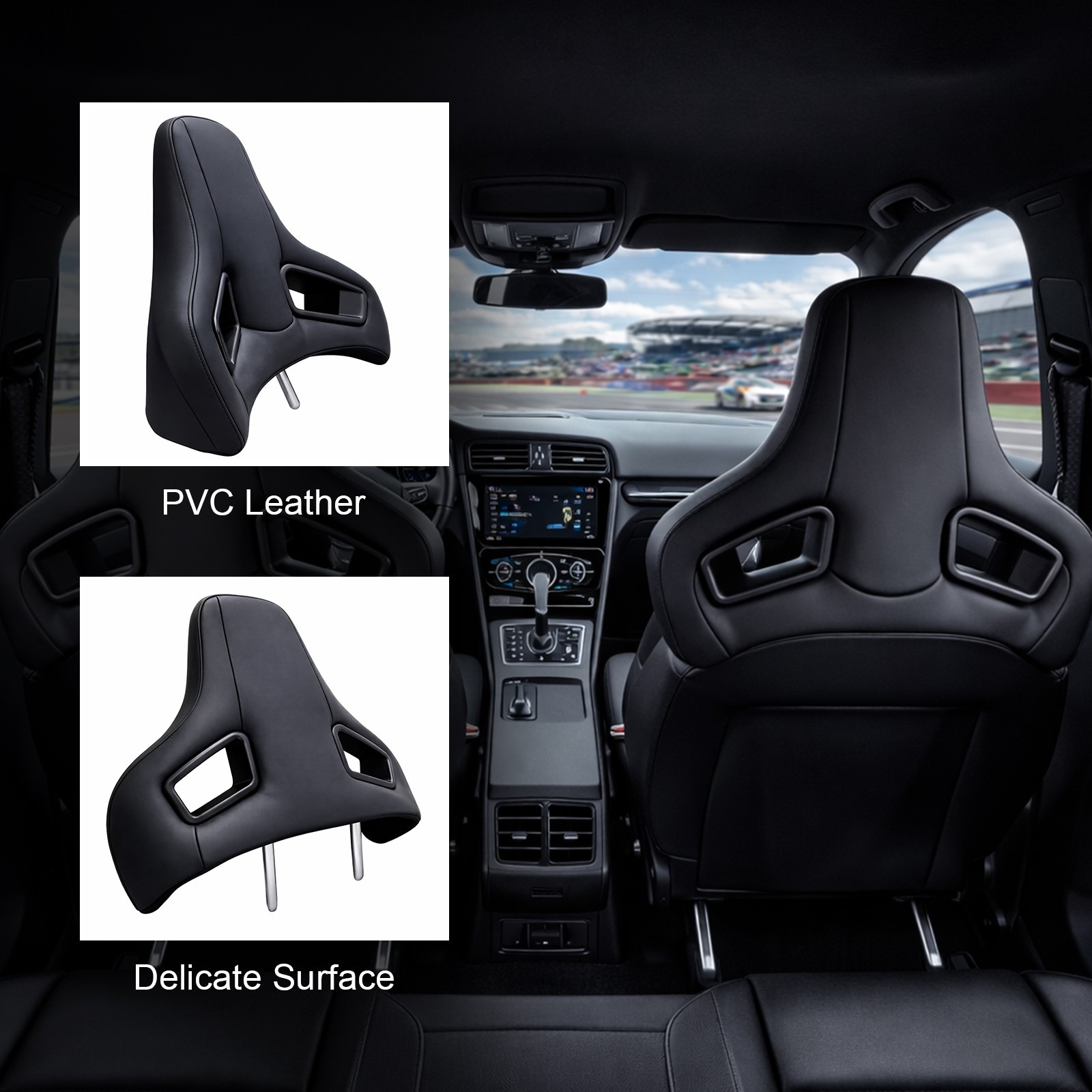 PU Leather Car Headrest Cushion Sports Seat Universal Ergonomic Design — image 3