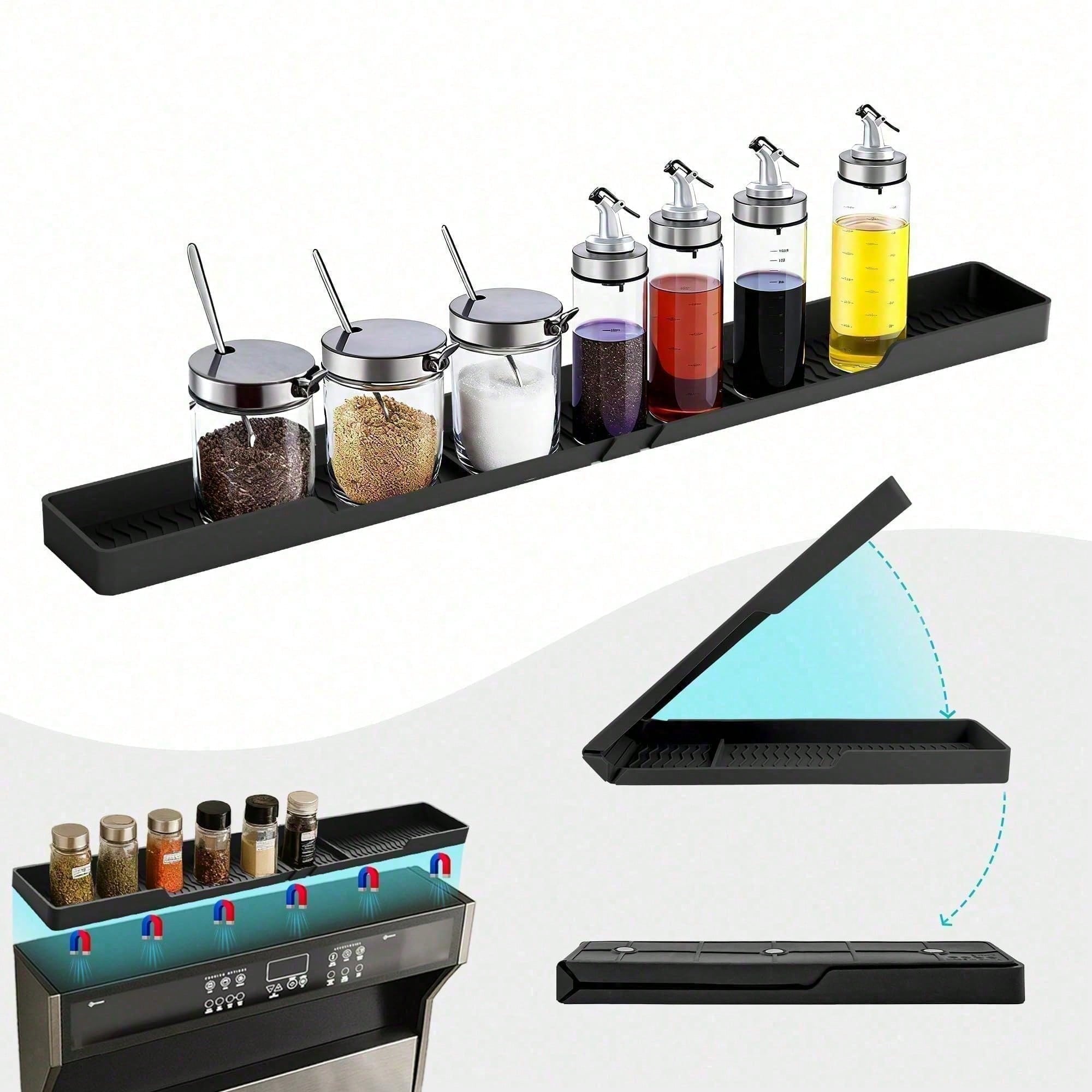 Heat Resistant 30inch Stove Back Rack, Space Saving Storage Solution To Declutter Your Kitchen Counter Stovetop.