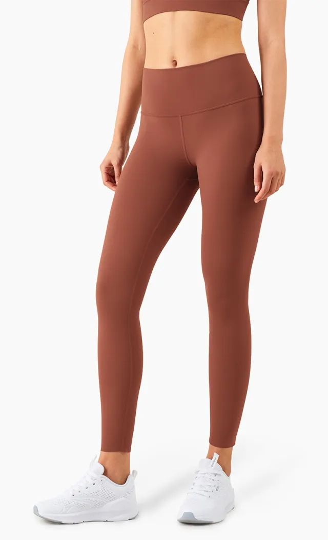 Back Waist Sealed Pocket High Waist Sports Yoga Pants Ancient Copper - Shop at LoveMi