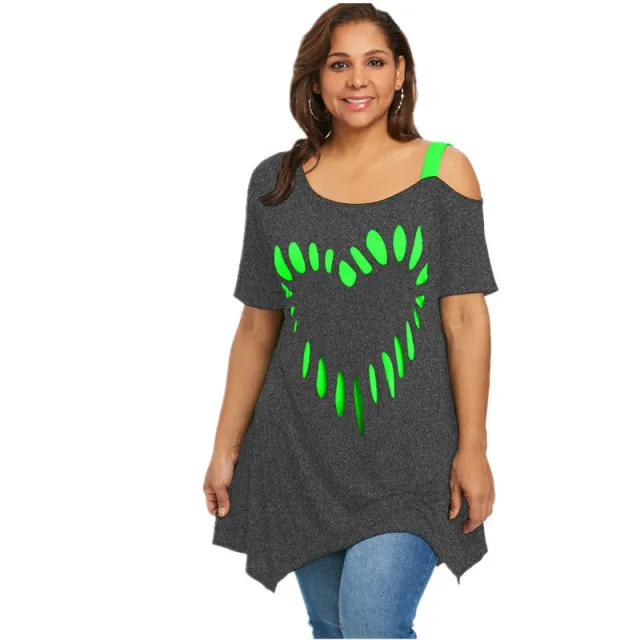 Printed Love Top Women's Short Sleeve T Shirt Green - Shop at LoveMi