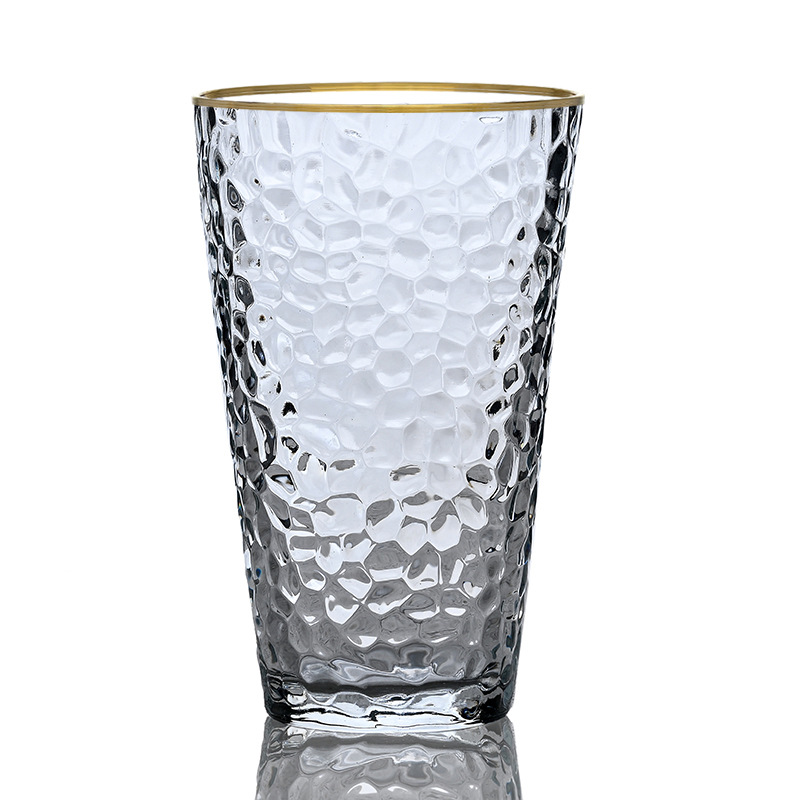 Transparent Hammered Glass With Gold Edge High Temperature Resistant