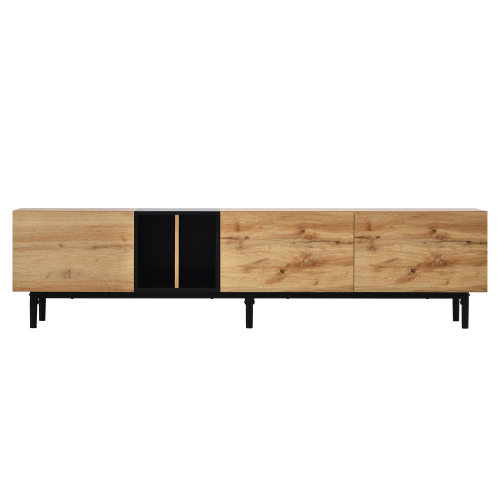 For 80 Inch Tv Modern Wood Media Console W/ 3 Doors