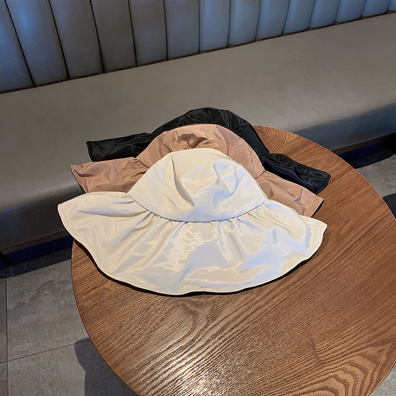 Black Plastic Big-brimmed Fisherman Hat Female Summer Holiday Sun Protection