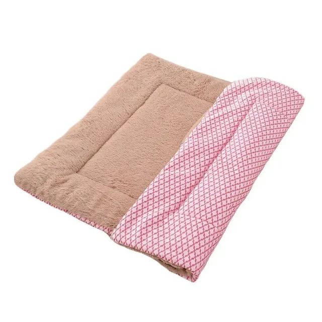 Dog Bed Mat Washable Cat Cushion Soft Premium Plush Dogs Mattress Sofa Dual Purpose Clearance For Small Medium Large Dog Khaki Pink - Shop at LoveMi