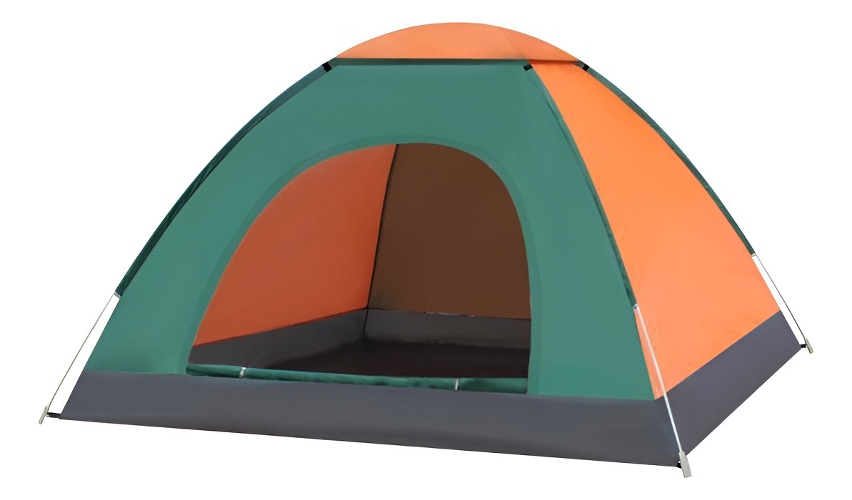 Bounce Automatic Waterproof Camping Tent For 1 Person - Green With Orange Trim
