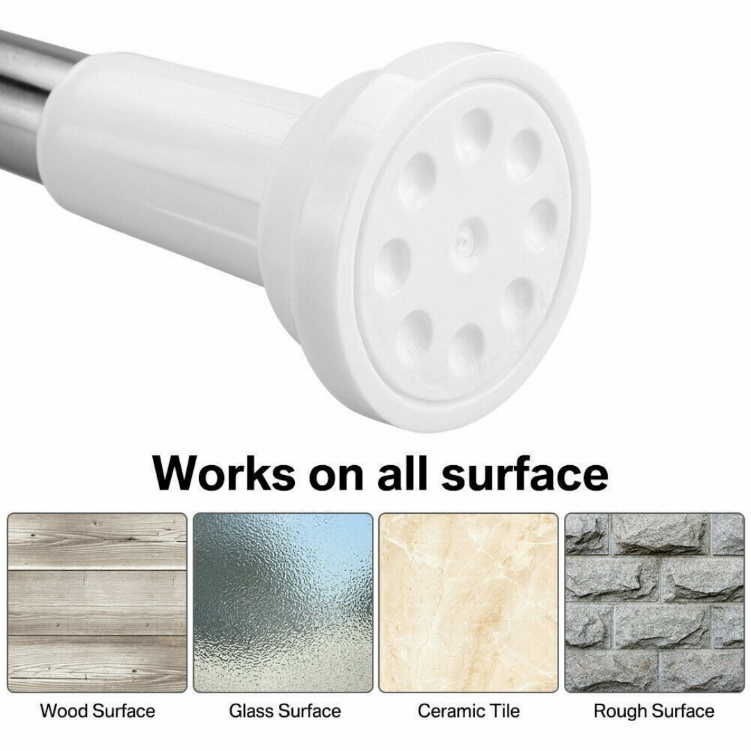 Heavy Duty Extendable Telescopic Shower Curtain Pole Rail Rod Bath Door — image 6