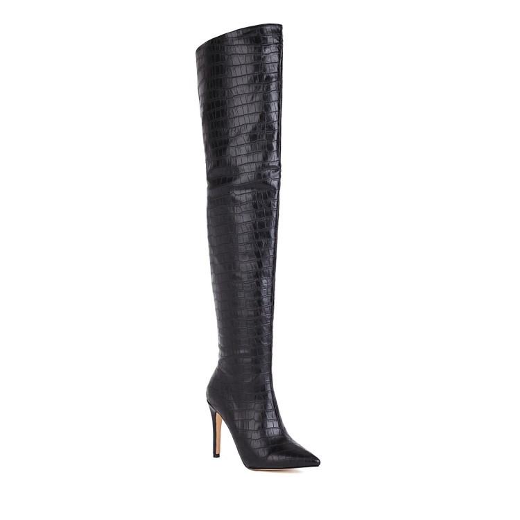 Title 5, Pointed back zip high-top over-the-knee boots