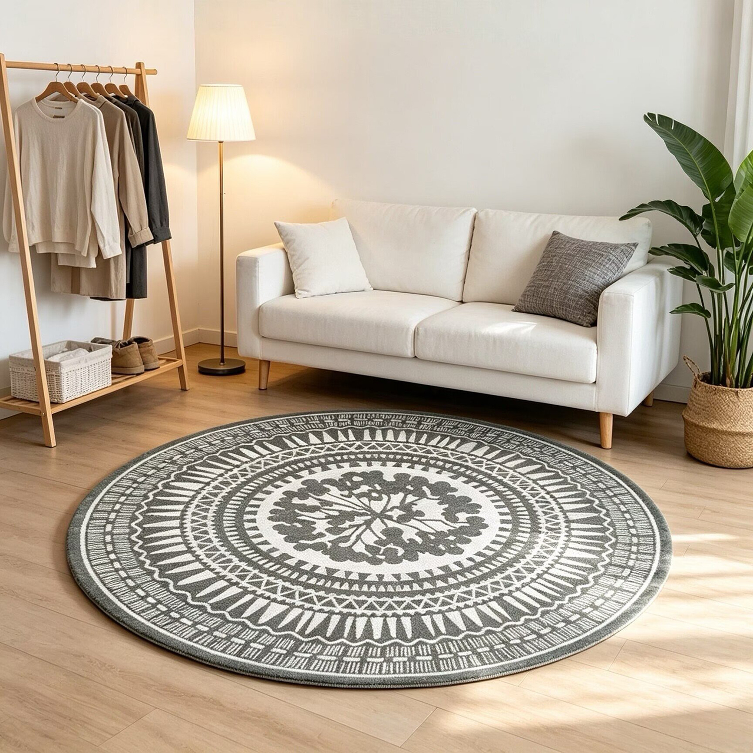 1pc Ethnic Style Round Carpet, Suitable For Living Rooms And Bedrooms