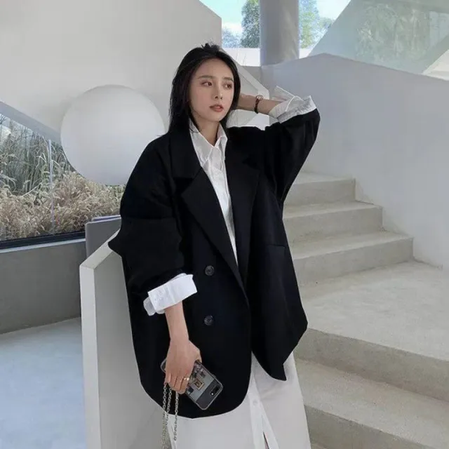 Loose Temperament College Style Suit Jacket Black - Shop at LoveMi