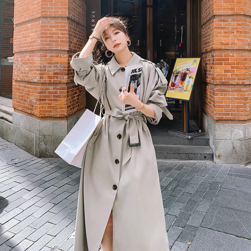 Women's Loose Coat Mid length Casual Windbreaker Jacket Grey - Shop at LoveMi