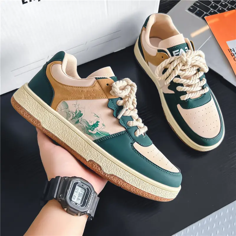 Lace-up Casual Shoes Men Soft Thick Sole Fashion Comfortable
