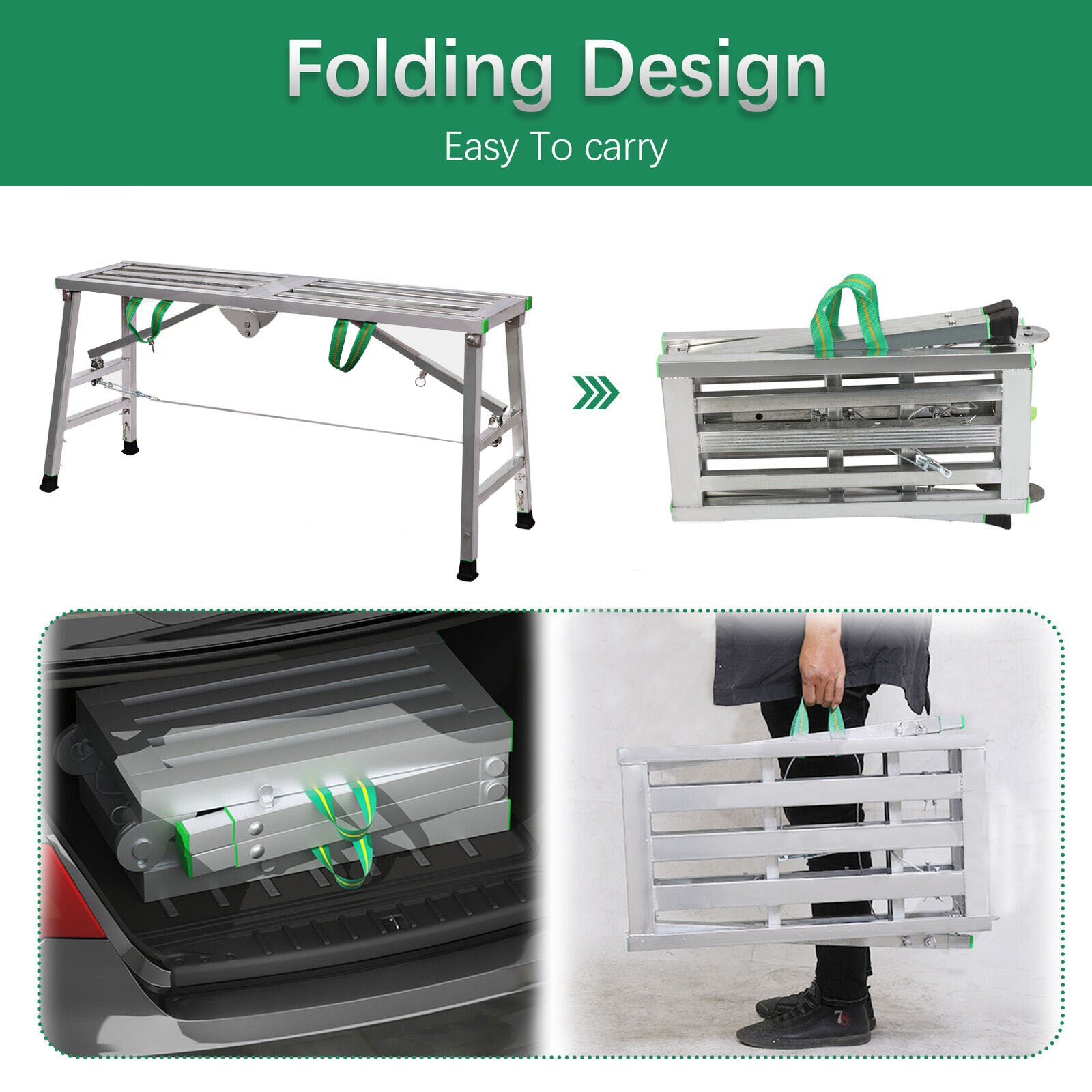 Heavy Duty Steel Hop Up Step Ladder Folding Stool Work Bench Platform 1400mm UK — image 4