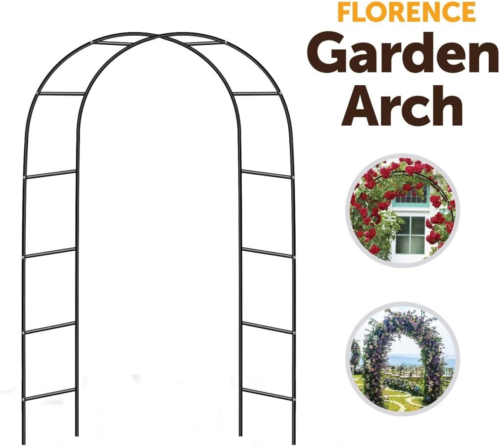 7.9FT Garden Arch Trellis Arched Balloon Climbing Plant Metal Tubular Archway — image 3