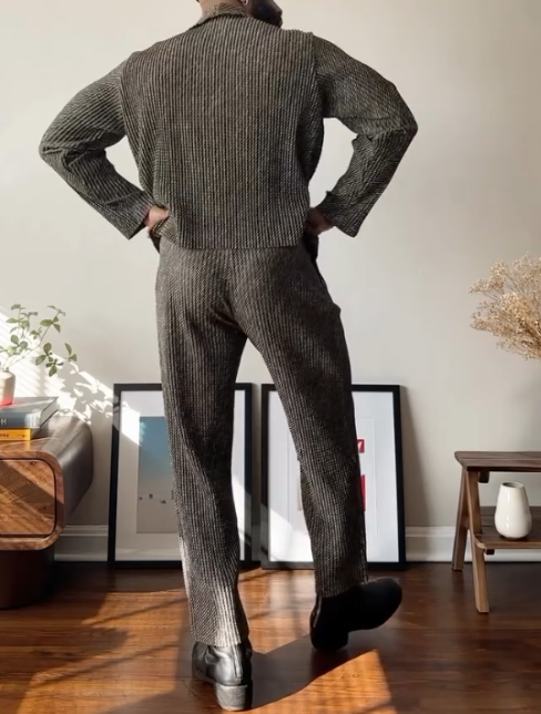 Men's Plaid Two-Piece Suit-Slim Fit Blazer And Trousers