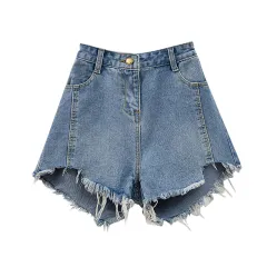 Denim Shorts Women Summer Design Sense Torn Edges - Denim Color-Xl - View 1