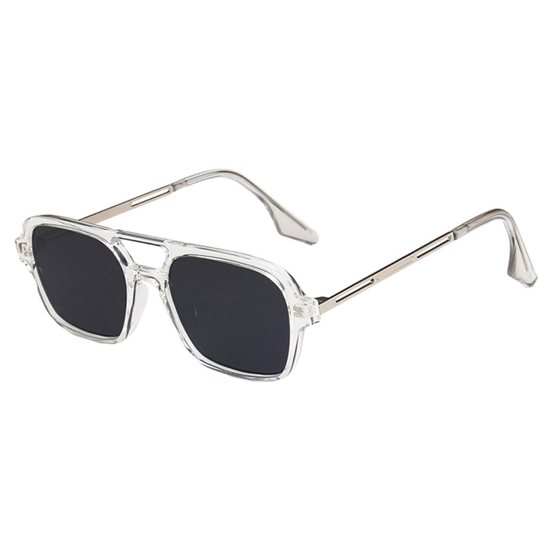 Vintage Double Bridge Cutout Square Sunglasses - Image 2