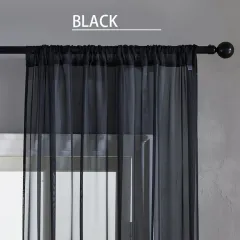 Modern And Simple Pure Colour Cotton And Linen Window Screen - Black - View 1