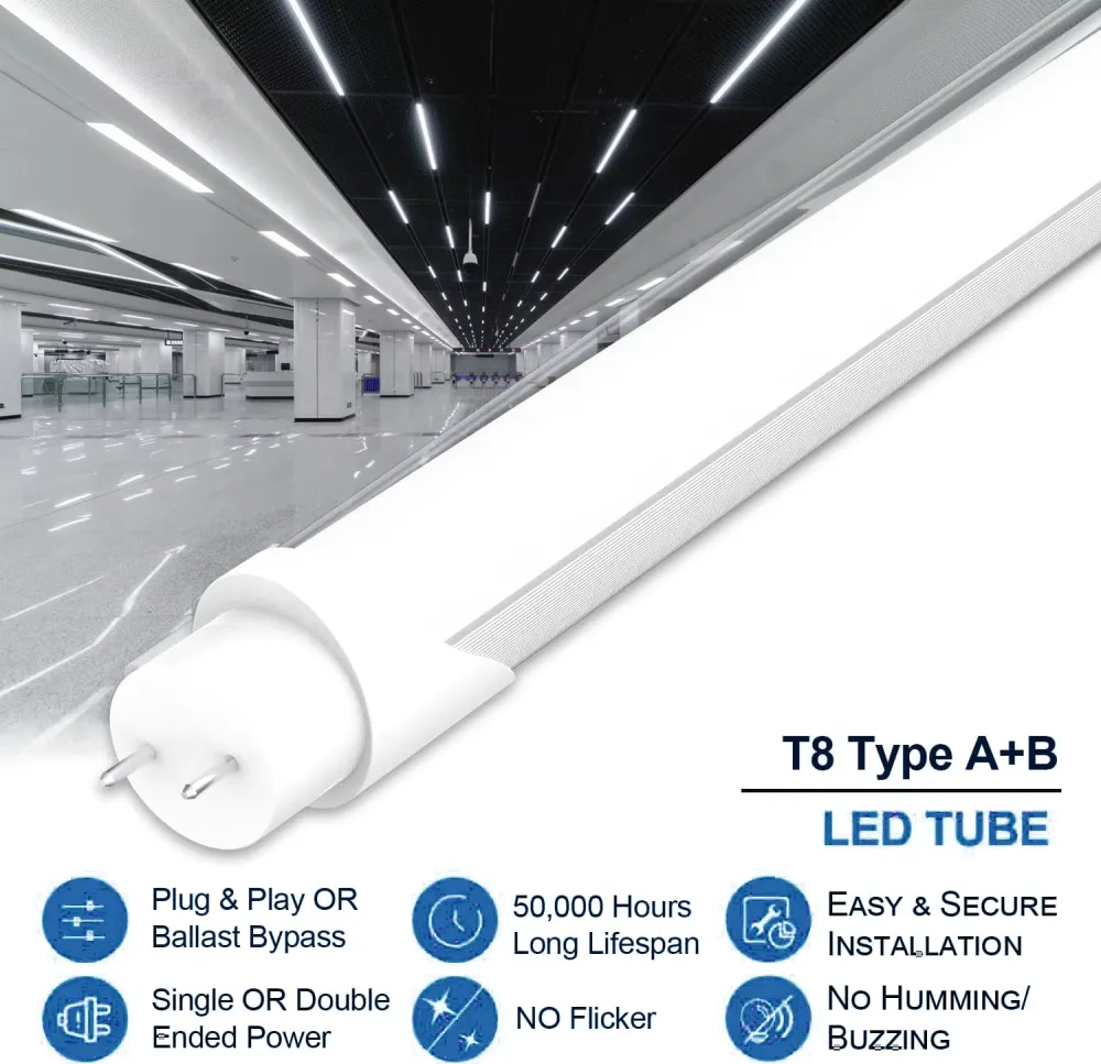 30 Pcs Led Shop Tube Light 4ft 10W 12W 15W 18W 22W With 5CCT And 5Power Tunable Aluminum G13 T8 LED Tube Light