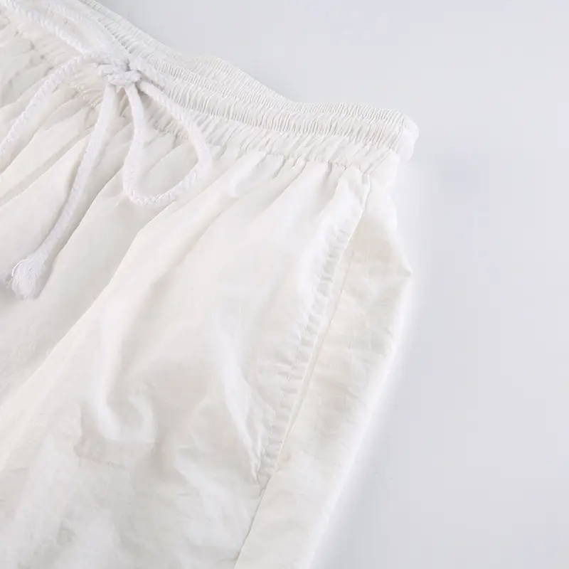 Loose Belted Tie Casual Straight-Leg Trousers