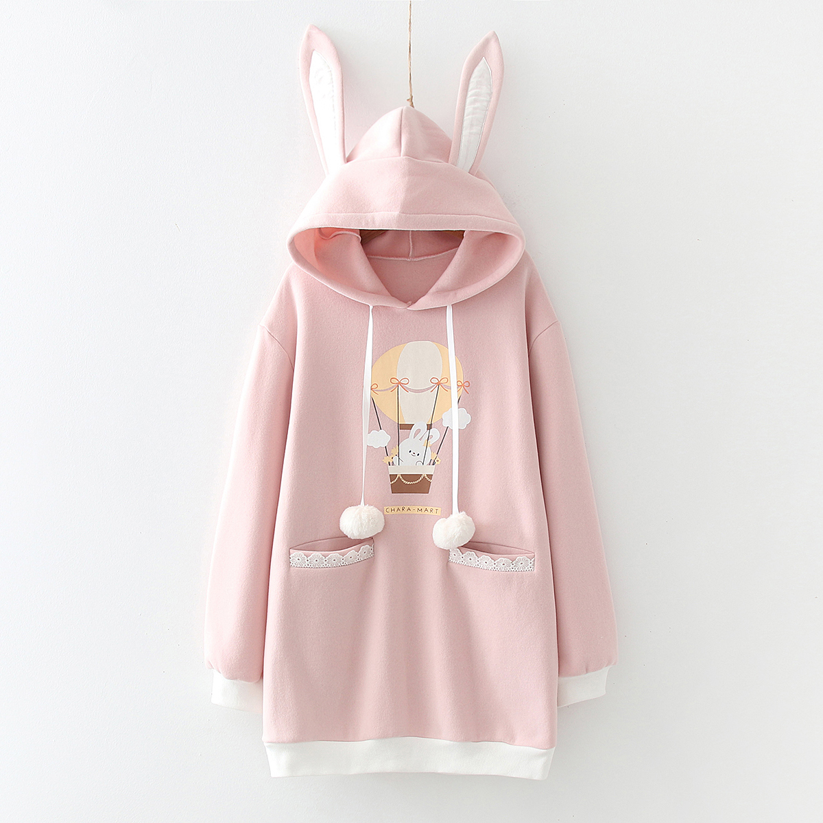 Hoodie Dress Women Kawaii Cartoon Graphic Fleece Long Sleeve