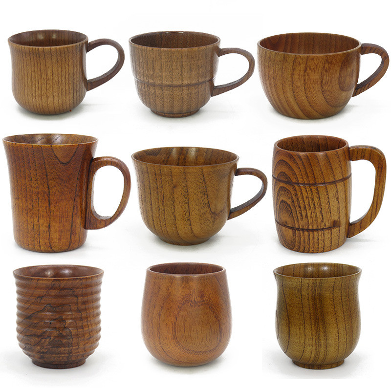 Title 5, Handmade Solid Wood Wooden Water Cup Coffee Be...