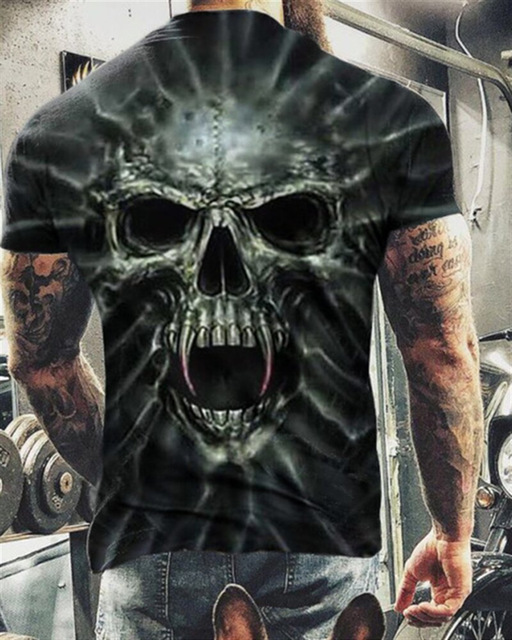 Title 2, Cool Skull 3D Digital Printed Mens Short-sleev...