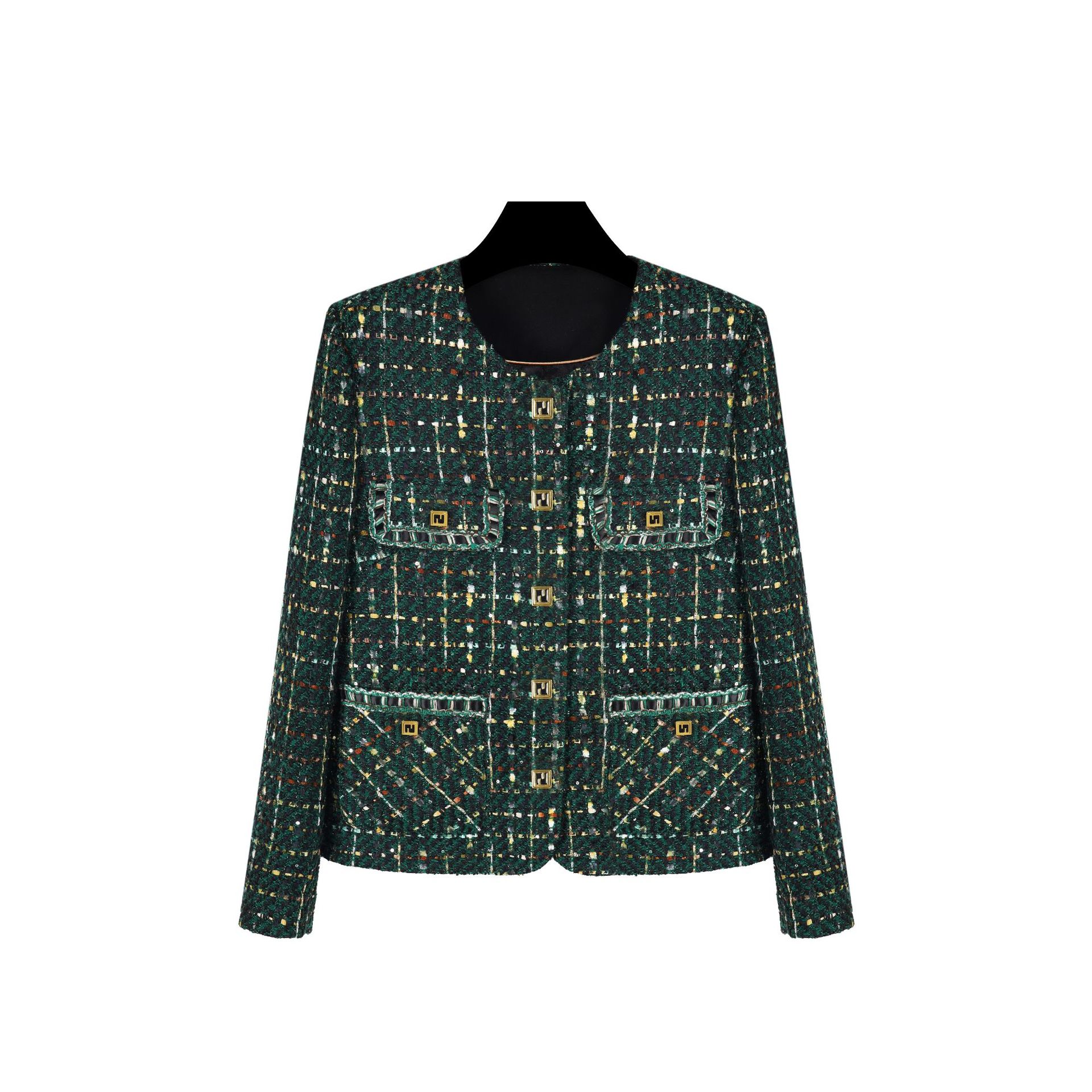 Women's Blended Knitting Small Fragrant Tweed Coat