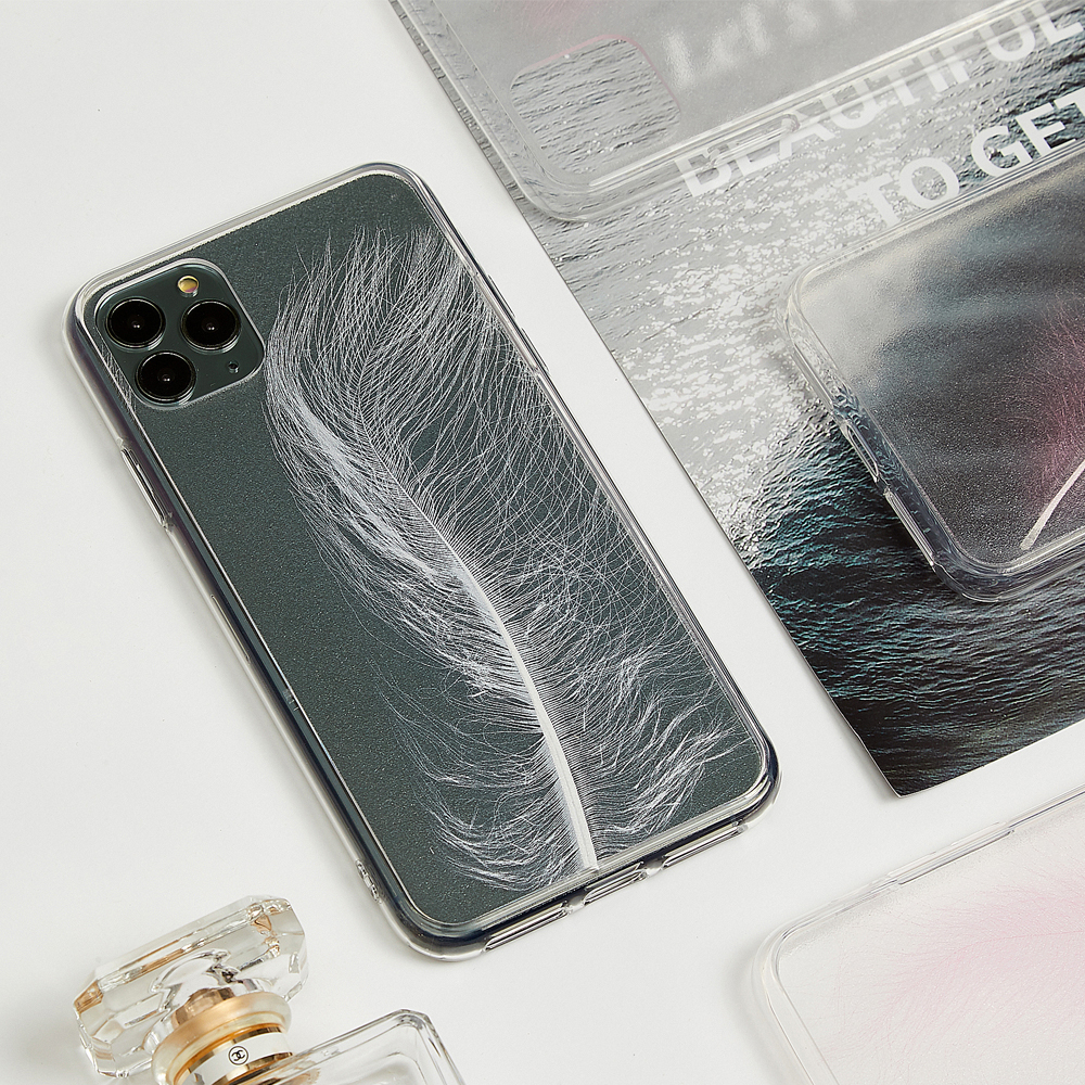 Transparent Ins Wind Solid Color Feather Men’s And Women’s Mobile Phone Case