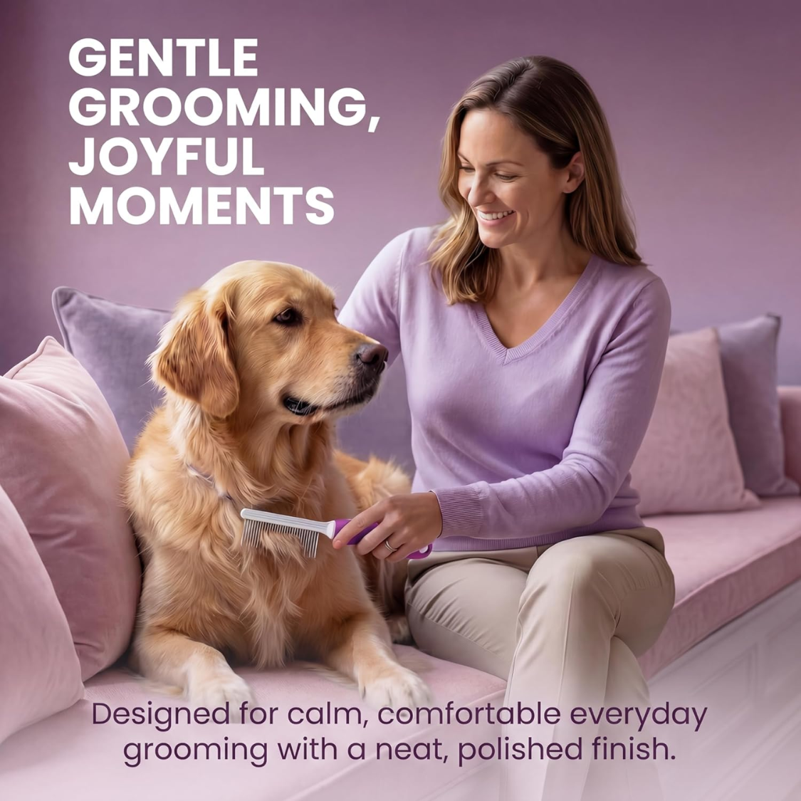 Peigne pour animaux de compagnie avec dents longues et courtes en acier inoxydable – Image 8