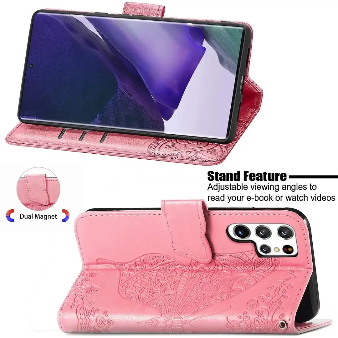 Creative Diamond-encrusted Butterfly Embossed Leather Phone Case