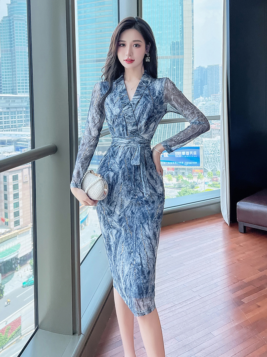 V-Neck Long Sleeve Midi Dress, picture 2 of 5