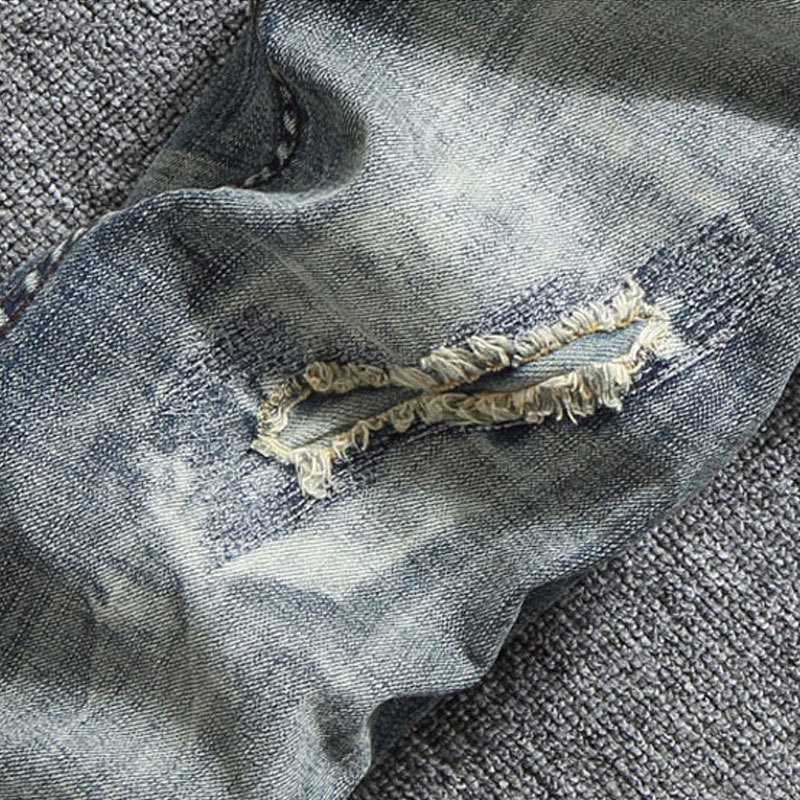 Title 4, Heren jeans met wassing, blauwe patches en elas...