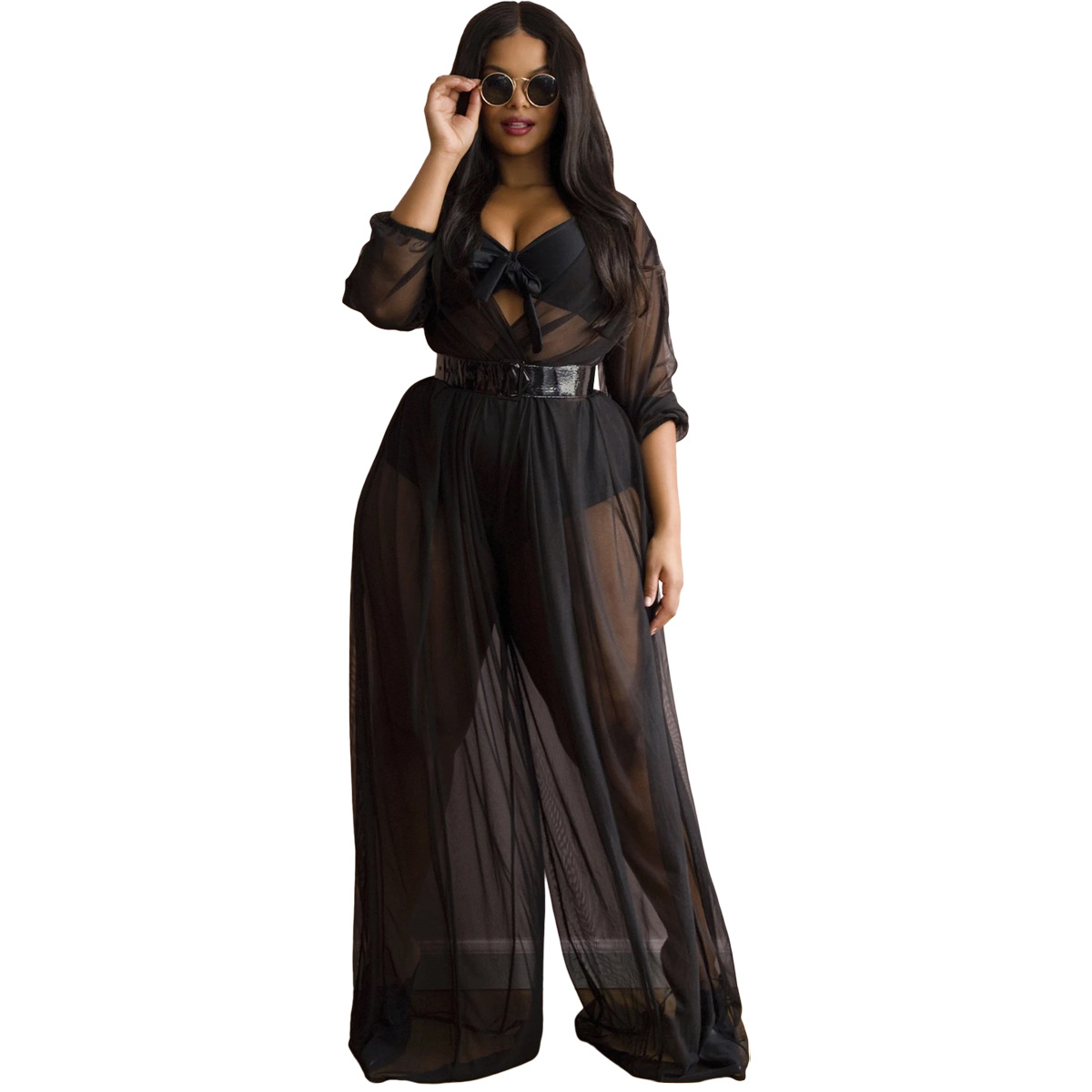 Women's Sheer Mesh Plus Size Women's Jumpsuit