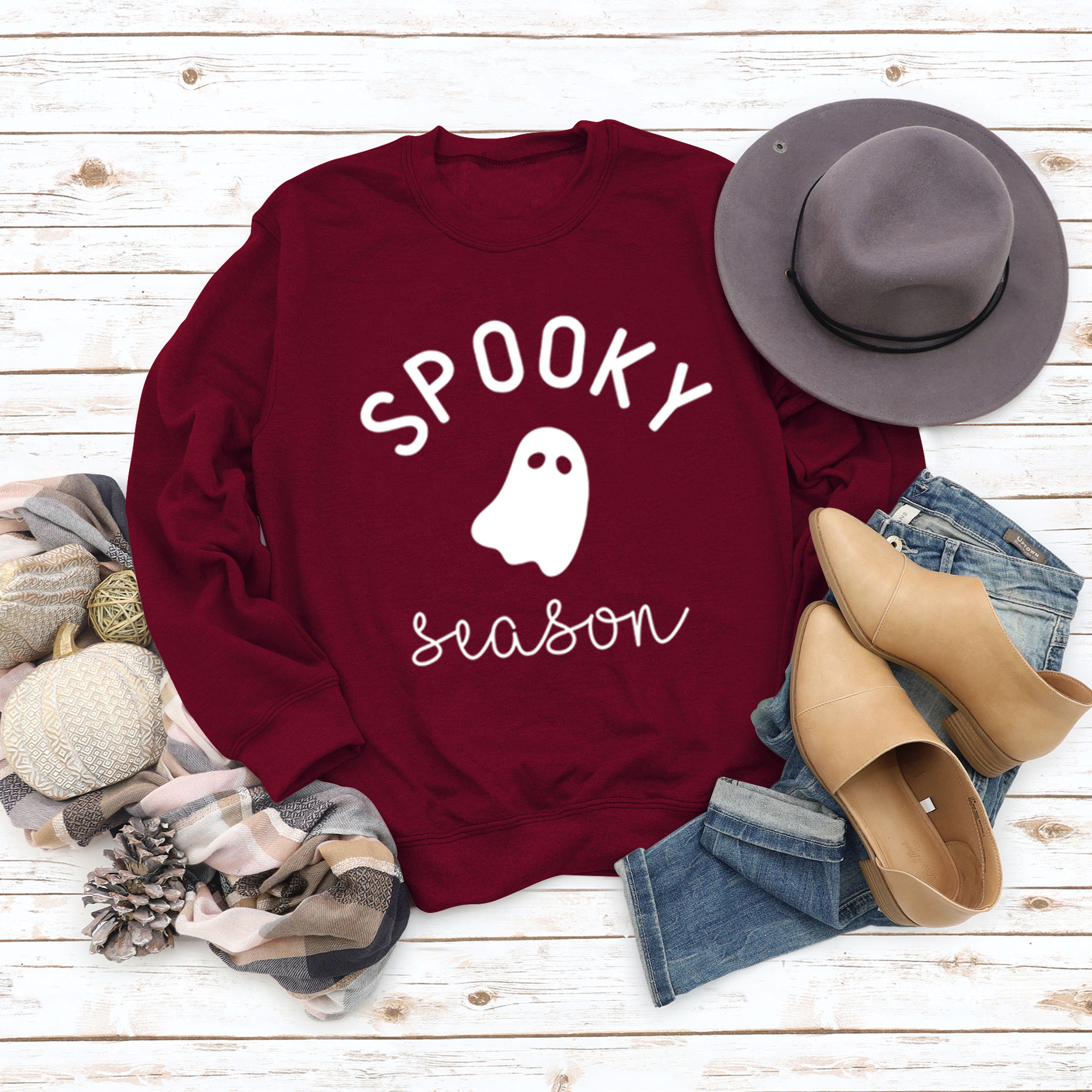 Red wine sweater white font