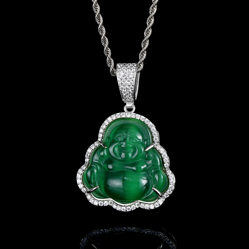 Hip Hop Necklace Opal Maitreya Buddha Pendant Necklace