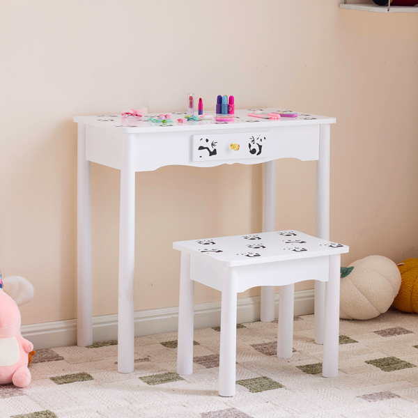 Black And White Panda MDF Painted Finish, Solid Wood Legs, 1-drawer Children's... 6