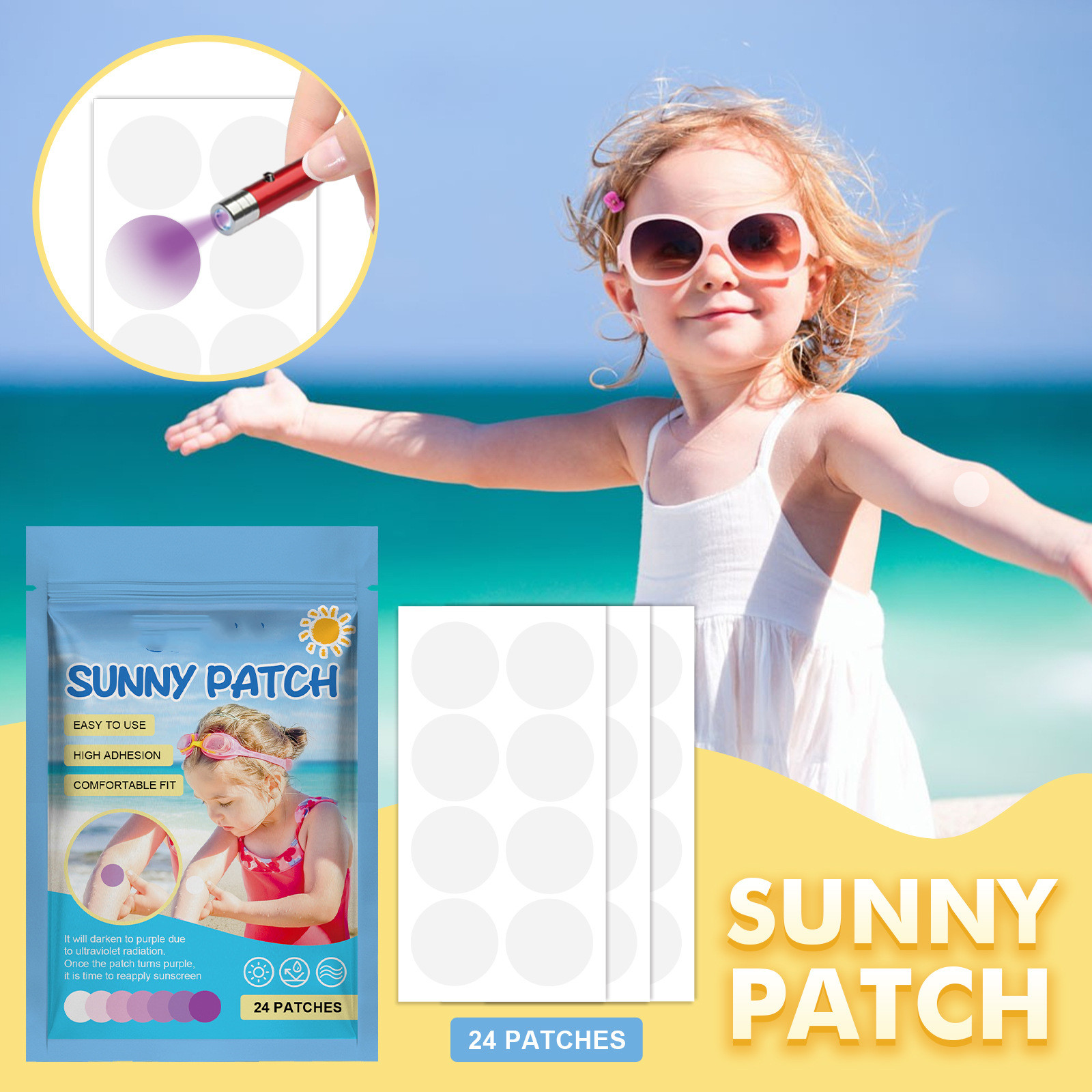 Sunscreen Patch For Face UV Dots Sun Stickers UV Patch Adhesive Sunblock Face Patch Waterproof Self Garden Picnic Hiking Beach