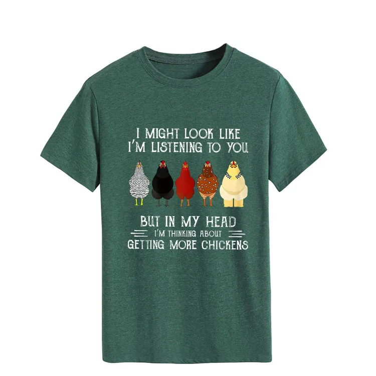 Simple Round Neck Pullover Blouse Print T-shirt - Vintage Green