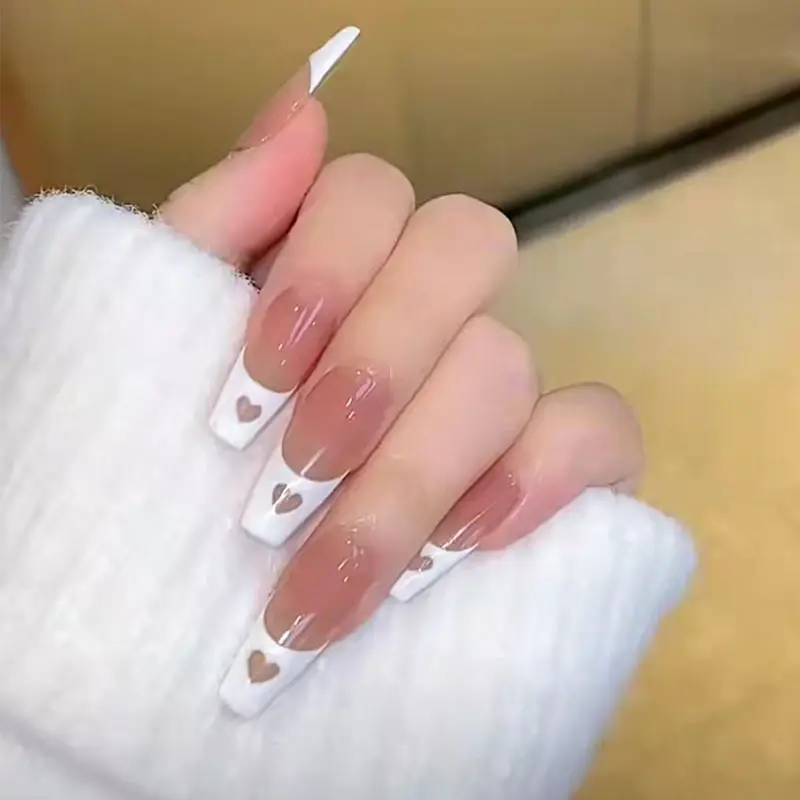 Hollow Love French Nail Art Patch Removable