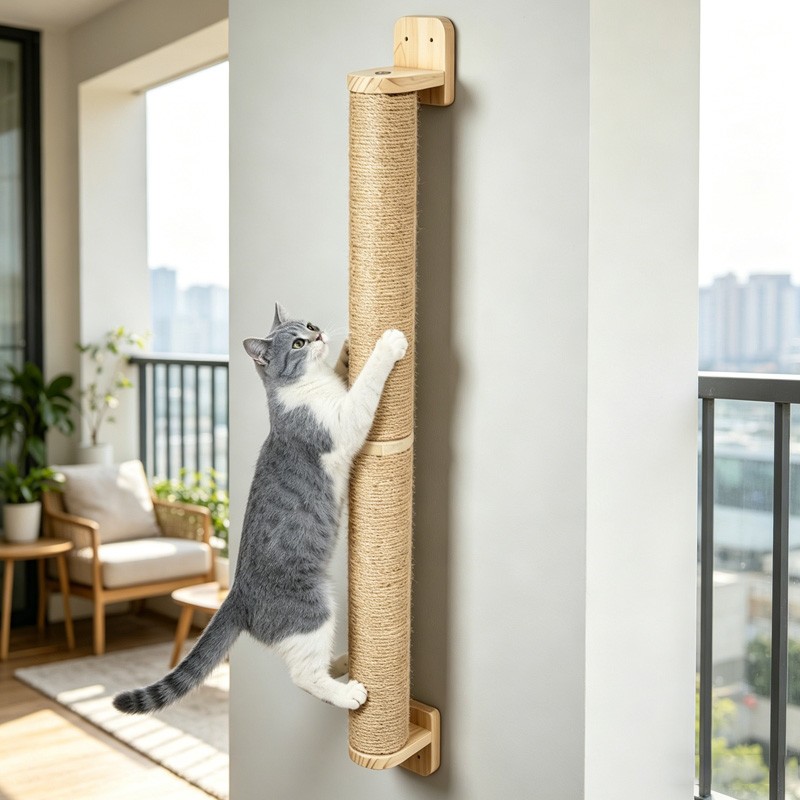 Wall Mounted Cat Scratching Post,Wall Pet Furniture,Sturdy Sisal Climbing Tree