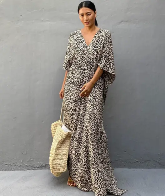Cotton Printed Women's Long Skirt Beach Blouse