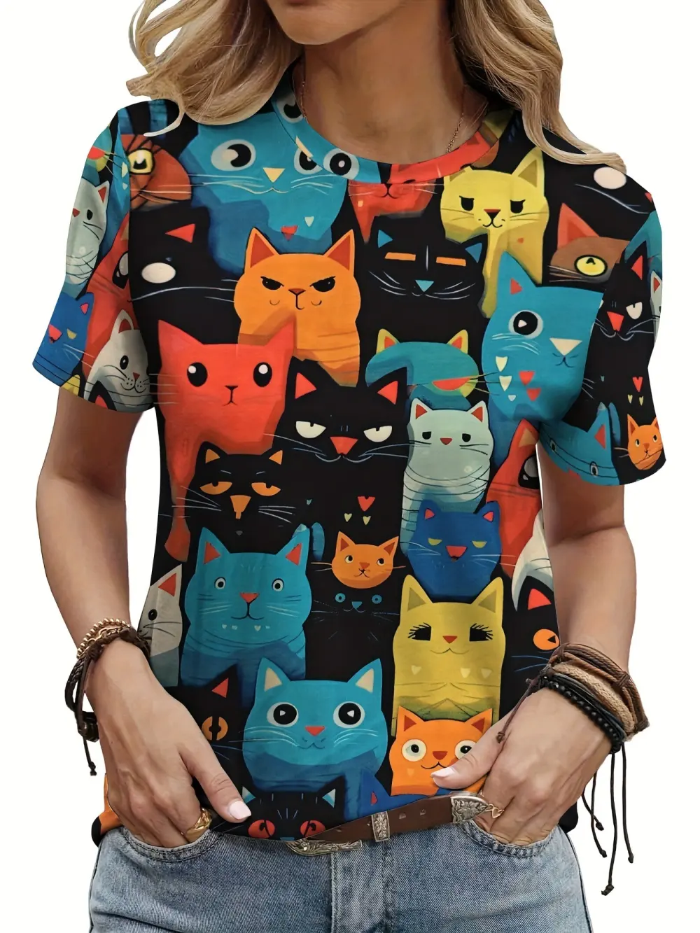 Puppy Patrick 3D Digital Printing Kitten Round Neck Tshirt
