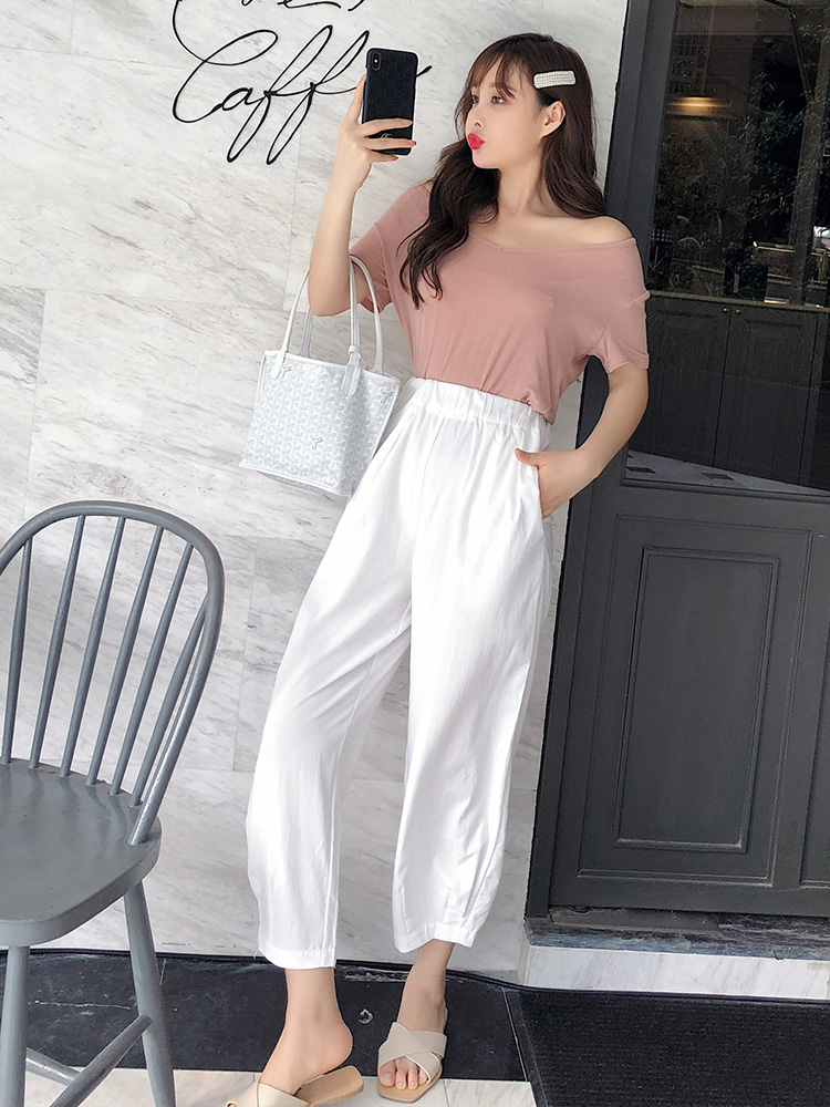 Title 2, Straight High-waisted Cropped Trousers Loose An...