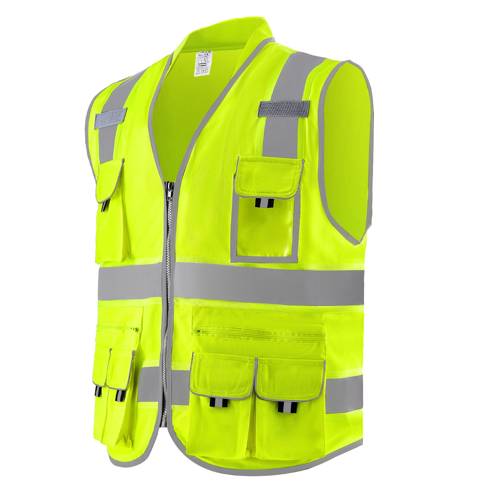 Safety Vest Reflective Yellow Work Vest With 10 Pockets For Men & Women image 4